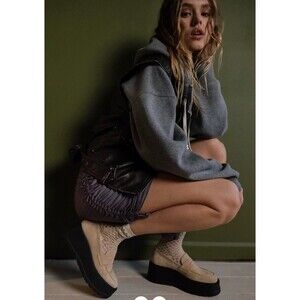 Free People Nico Platform Loafers Suede Chunky Shoes NWOB Size EU 39 US 8.5